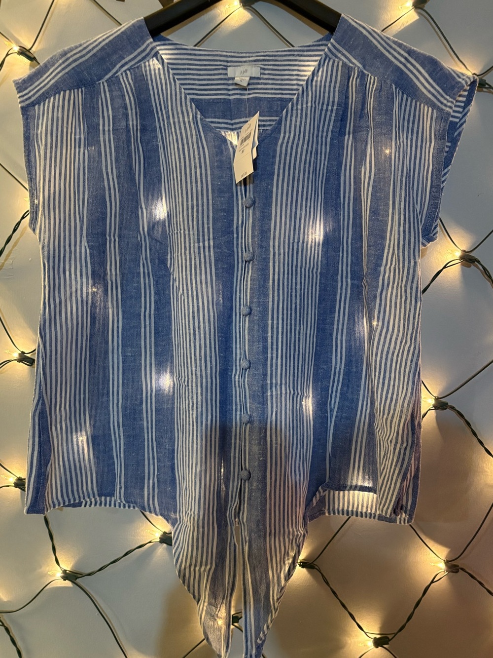 J. Jill Blue & White Stripe Button-Front Sleeveless Blouse 22↔️13↕️ #1797